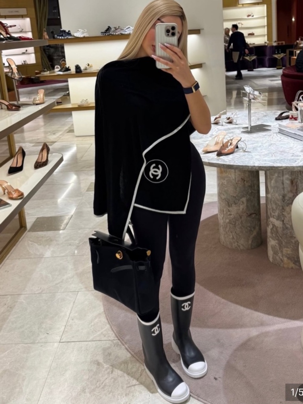 Brand New CHANEL Women's Black and Cream Boots